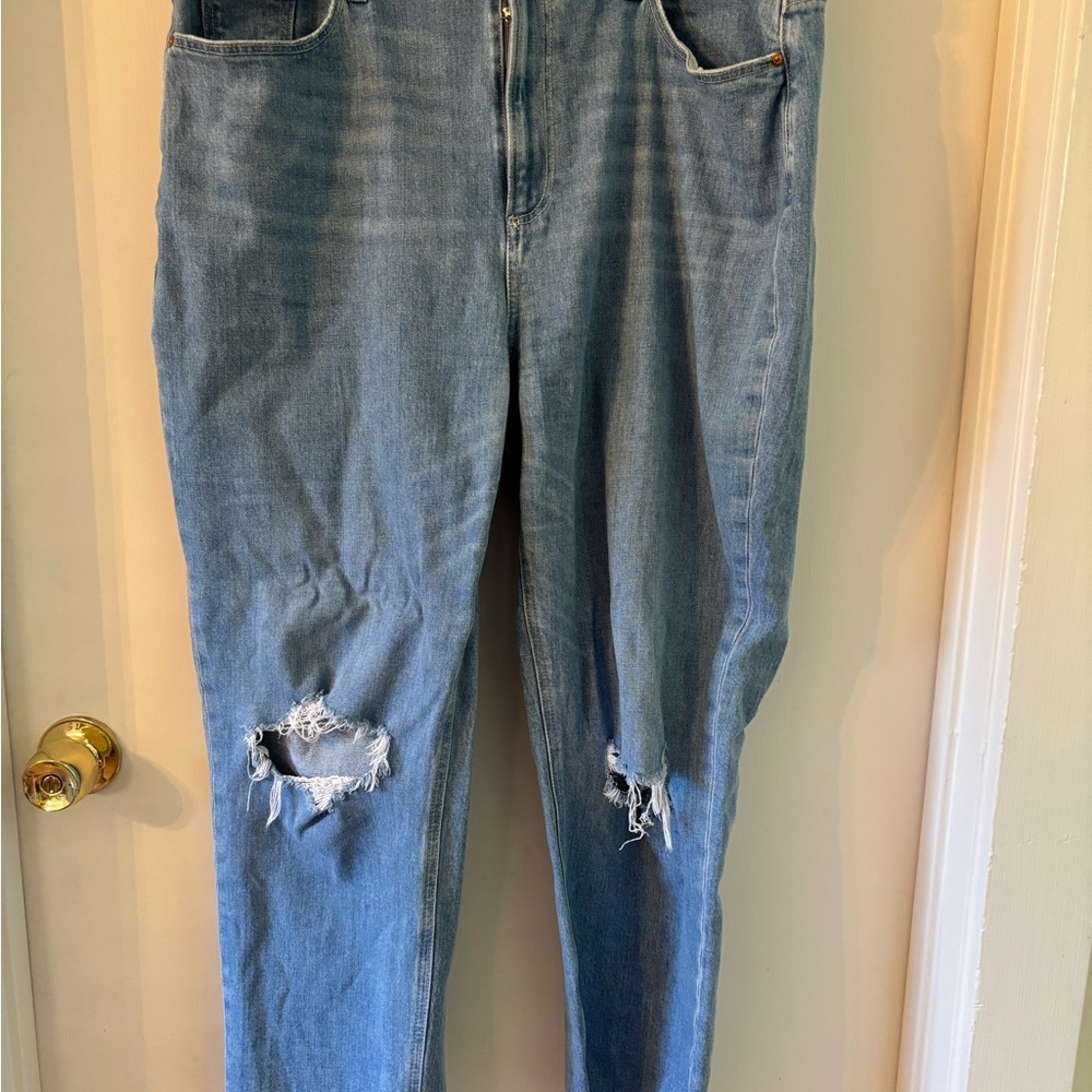 PAIGE Blue Distressed Boyfriend Jeans